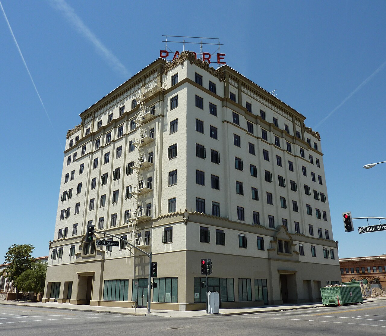 The Hotel Padre has long been a landmark in downtown Bakersfield, California, USA.