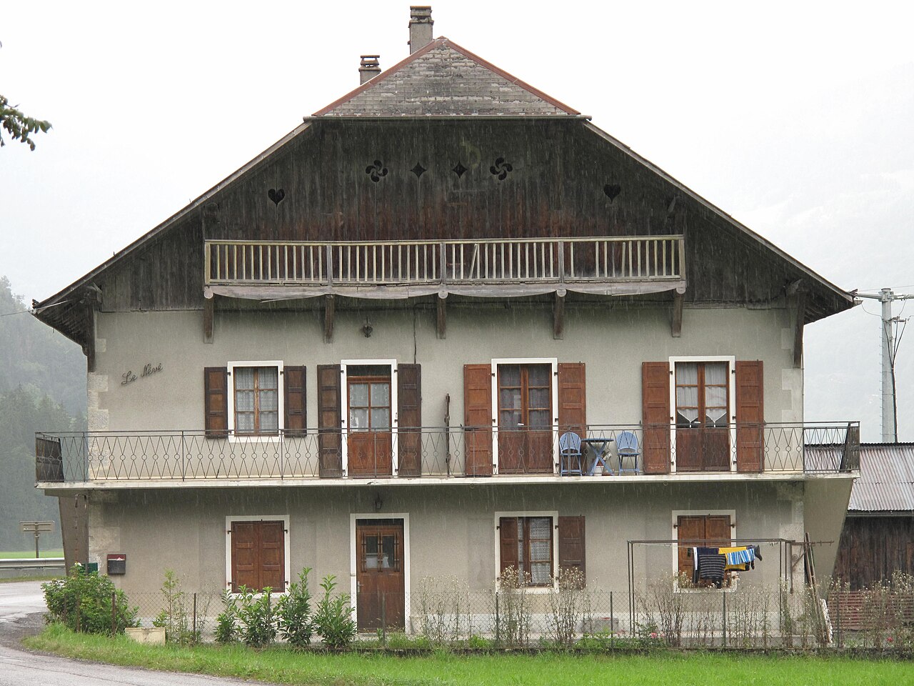 House in the hamlet of Sougey near Samoëns (Haute-Savoie, France) with openings in shapes of Basque cross.
