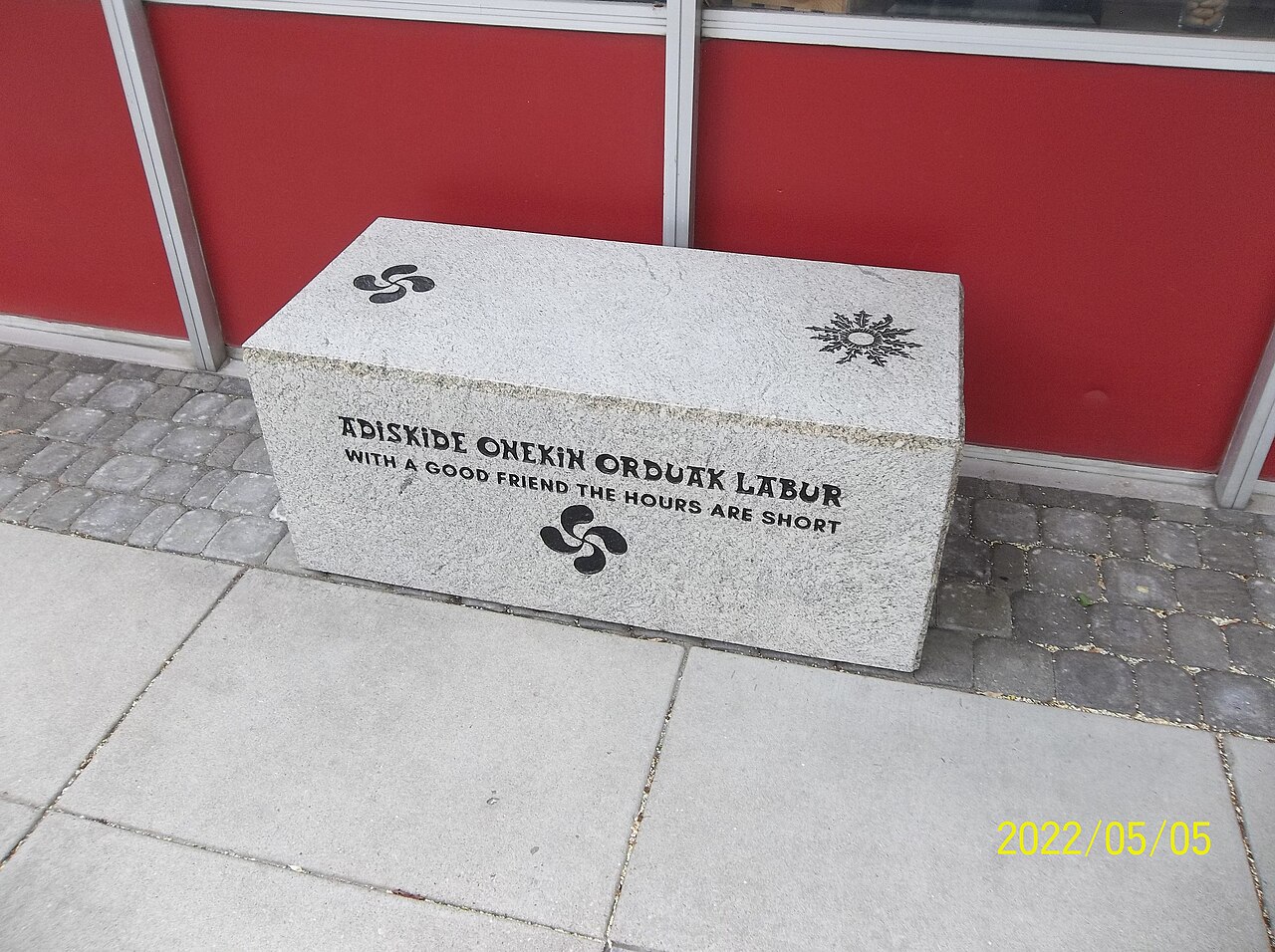 A bench outside the Basque Museum and Cultural Center in Boise, Idaho