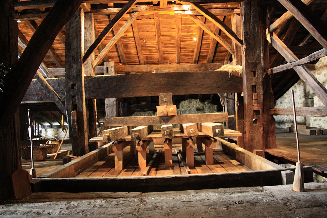 A cider-maker house inside Igartubeiti Farm Museum in Ezkio-Itsaso village. Guipuscoa, Basque Country.
