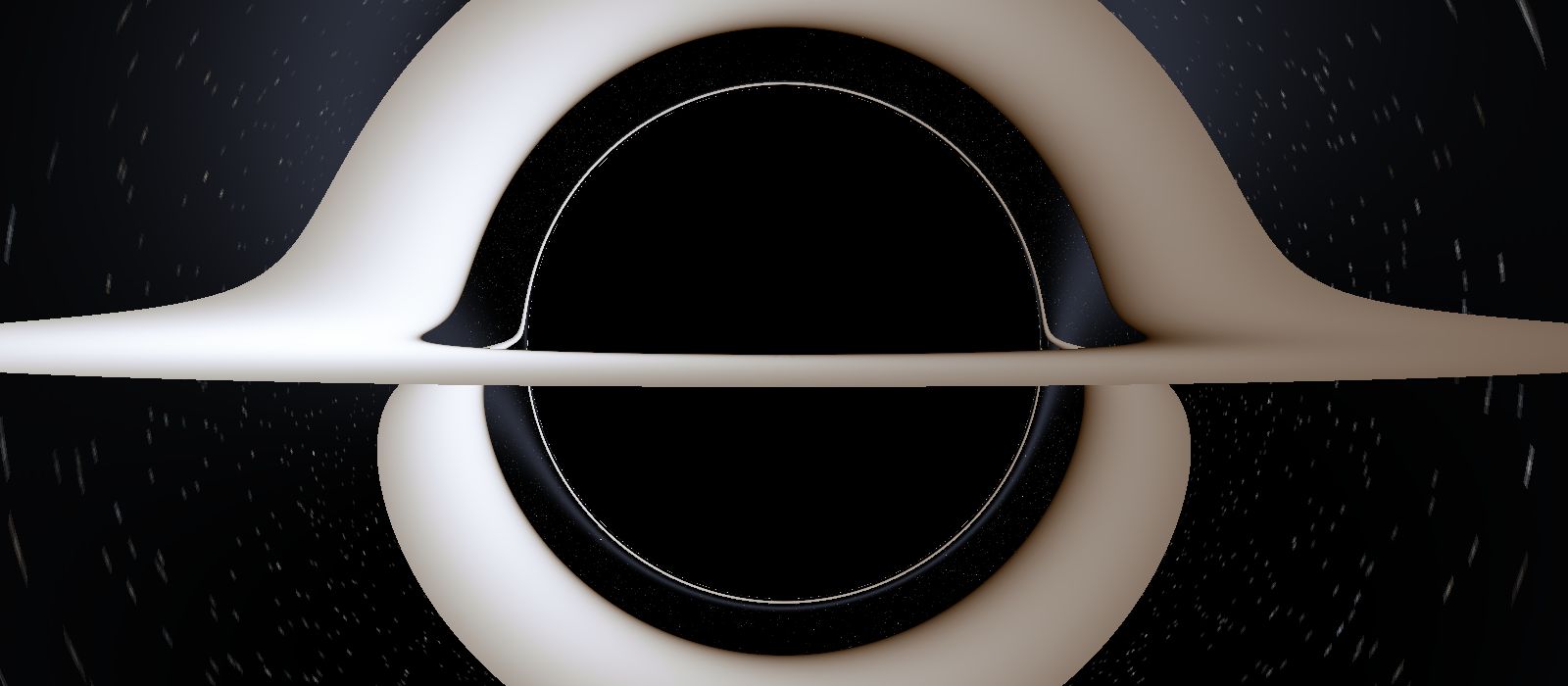The disk almost exactly edge-on.