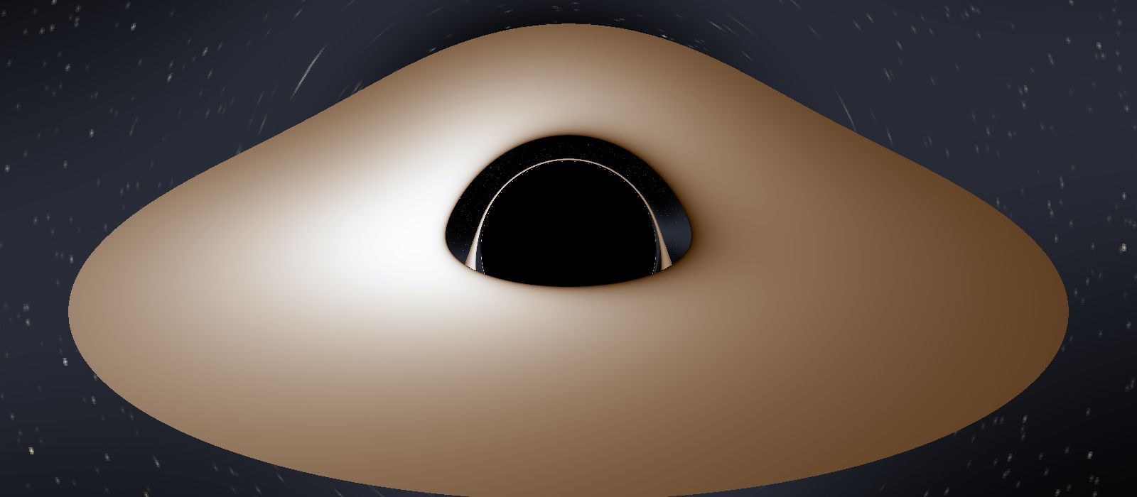 A wide dark view of the disk from above.