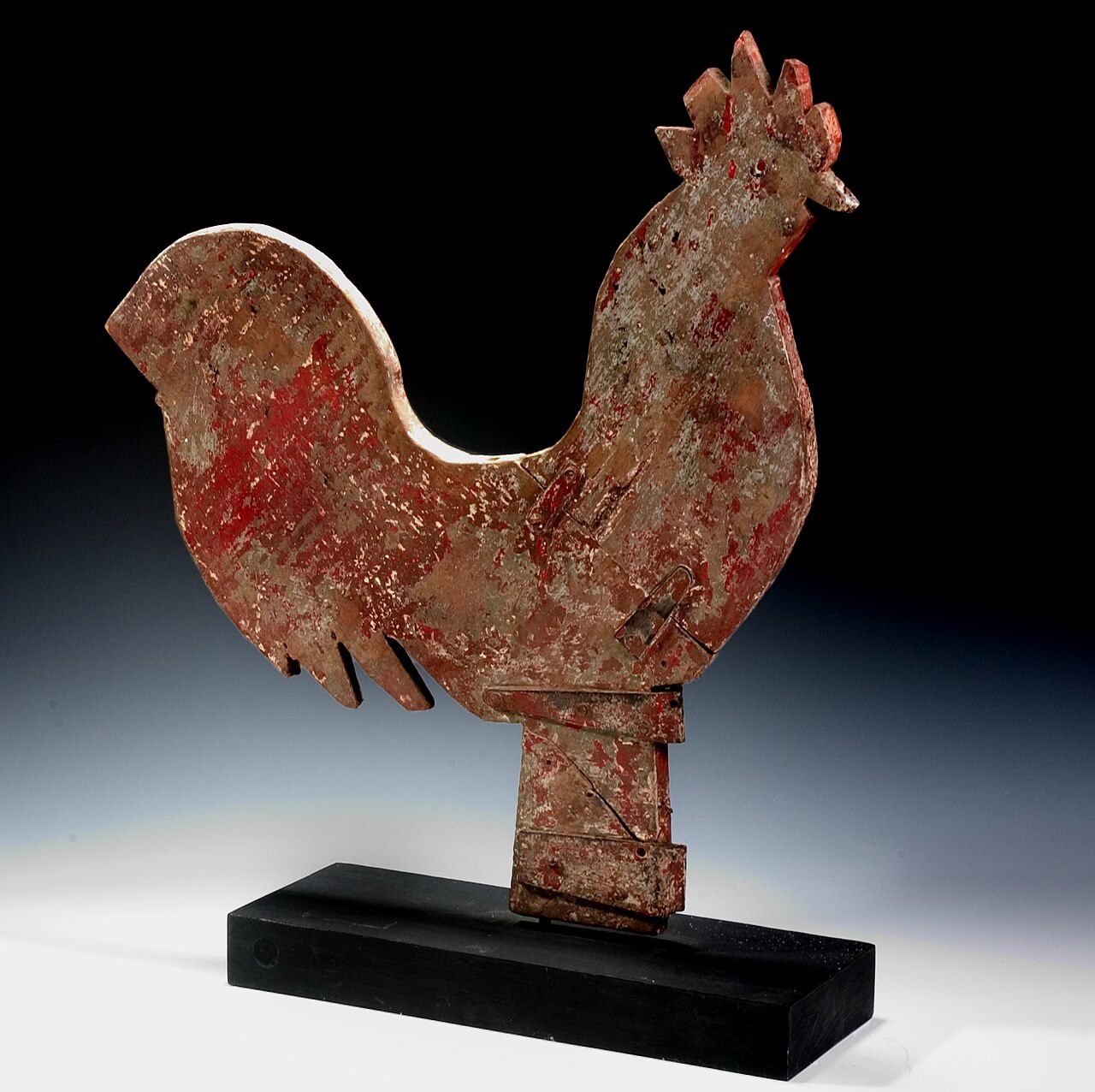 Unidentified, Rooster Weathervane, late 19th-early 20th century, painted pine on a painted wood base, Smithsonian American Art Museum, Museum purchase from the folk art collection of David L. Davies,