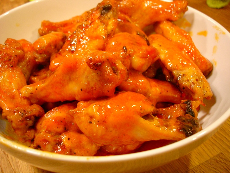 A plate of home-made buffalo wings.