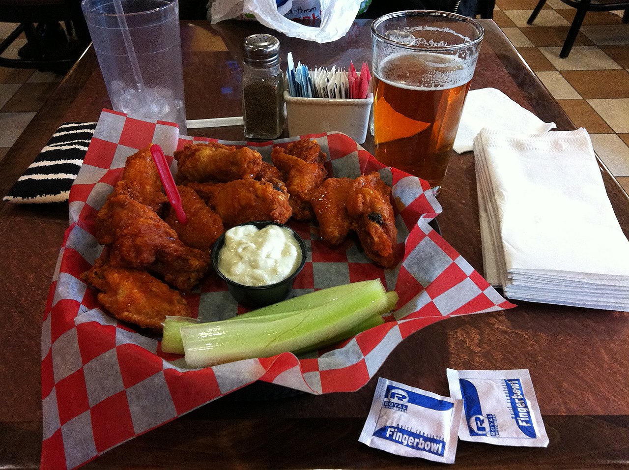 Buffalo Wings - Hot!, Chicken wings at Anchor Bar in Buffalo-Niagara Airport. Location: Buffalo
Cuisine: the United States