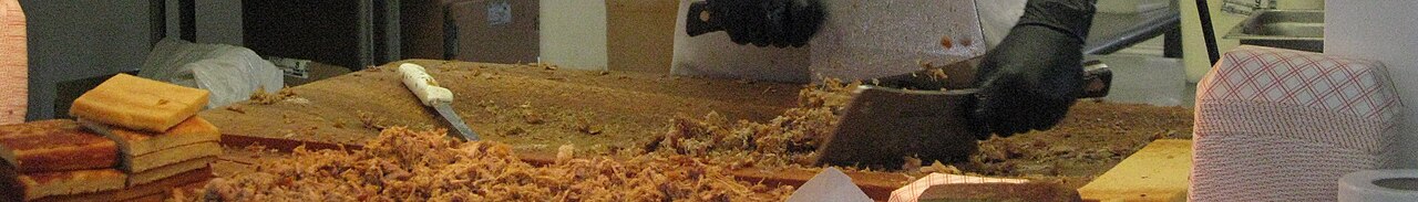 Chopping barbecue at a restaurant in Eastern North Carolina