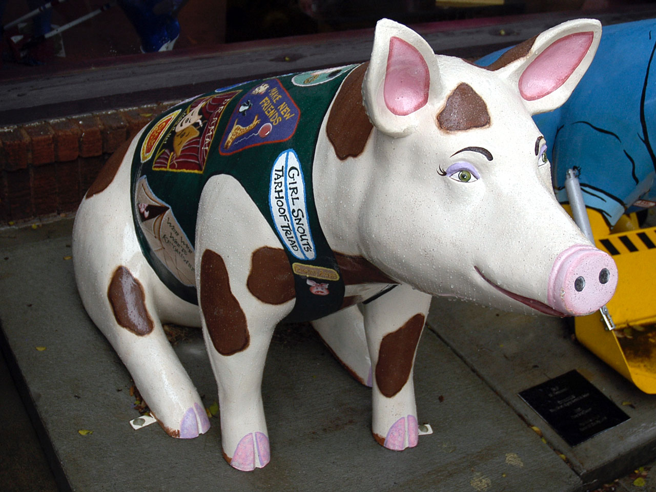 A painted pig sculpture on display in Lexington, North Carolina.