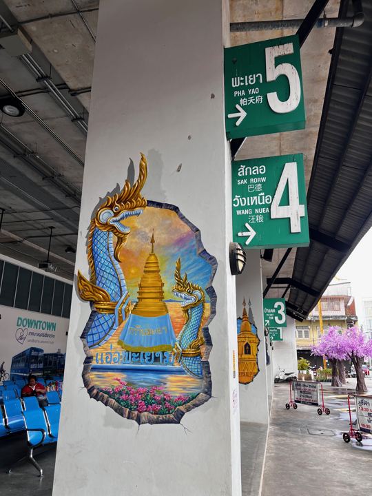 Painted pillar, the city bus station