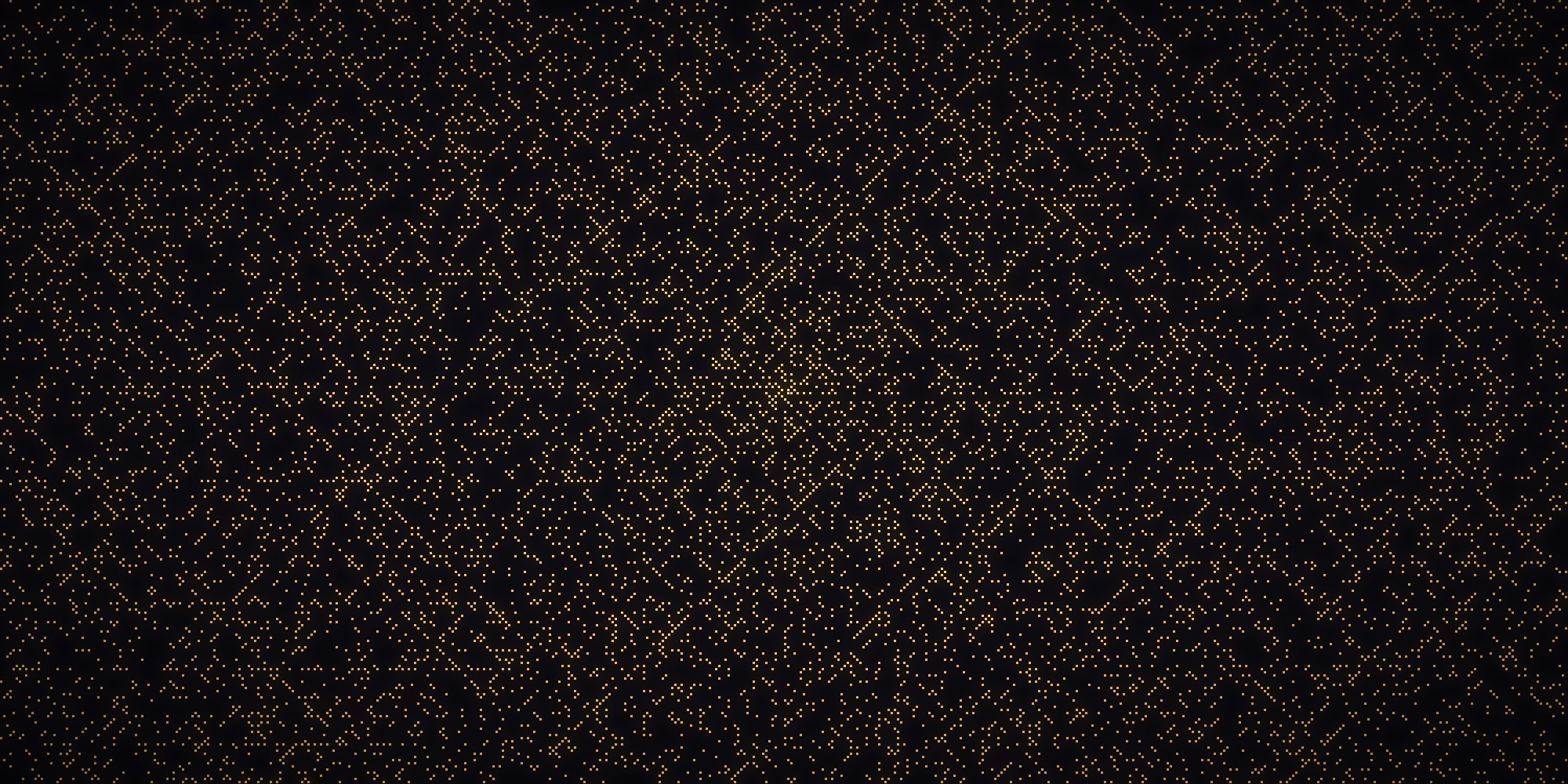 Thousands of small amber dots on a dark ground, arranged on a square spiral so that faint diagonal lines run through them: the primes, drawn where they fall.