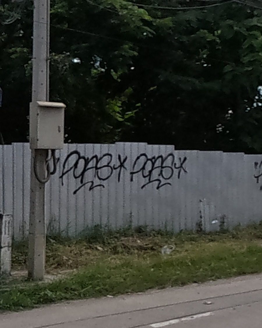 Tag sprayed twice on a fence panel