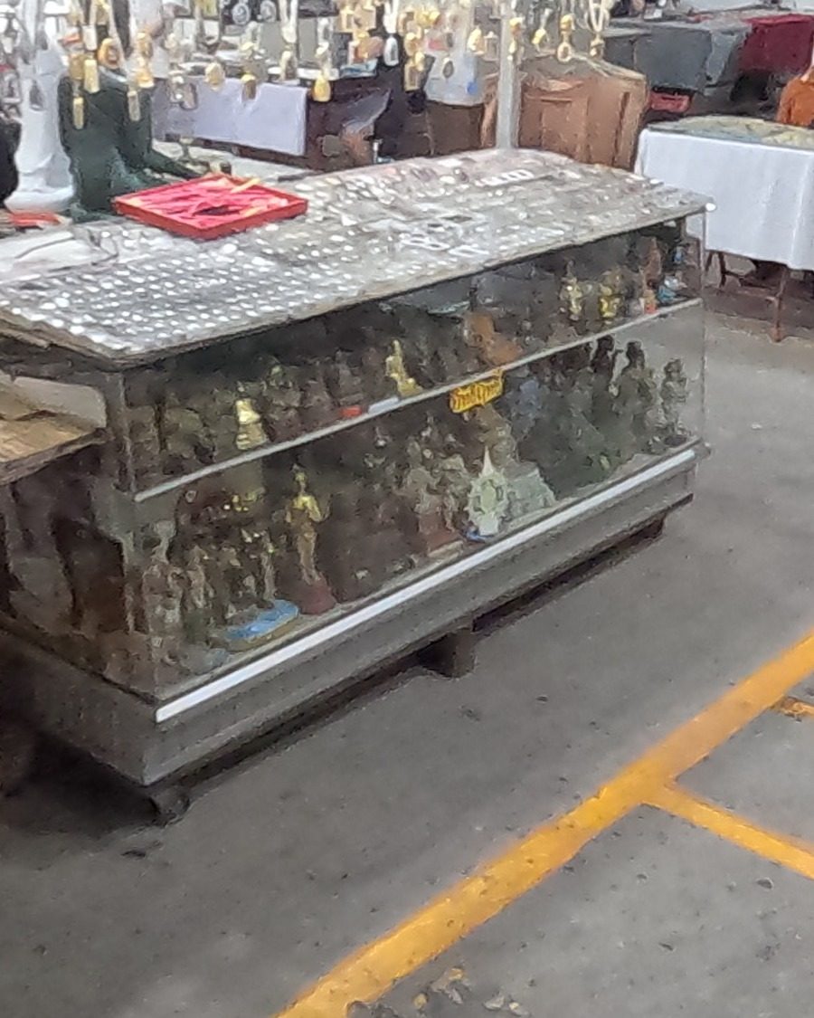 A cabinet of small bronze images