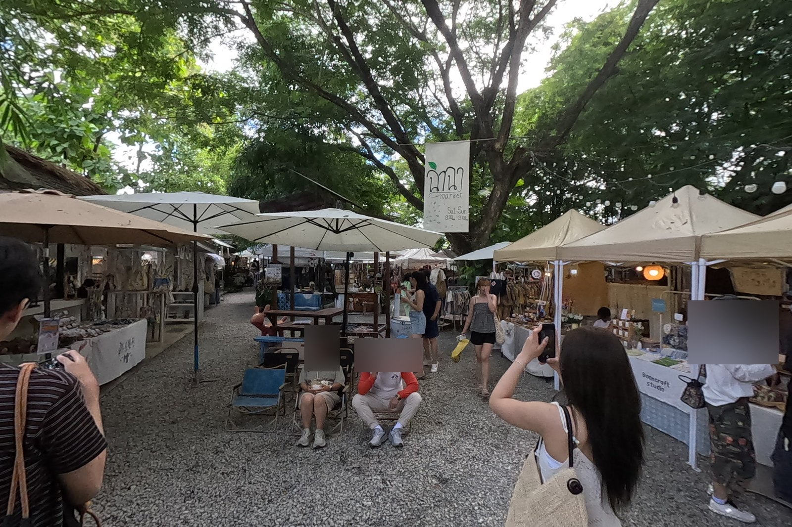 Chamcha Market lane under the rain trees — Chamcha Market, San Kamphaeng