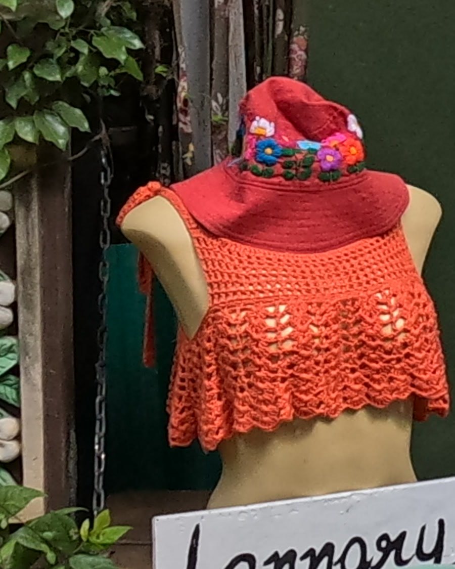 Orange crocheted top at Lannaru — Chamcha Market, San Kamphaeng