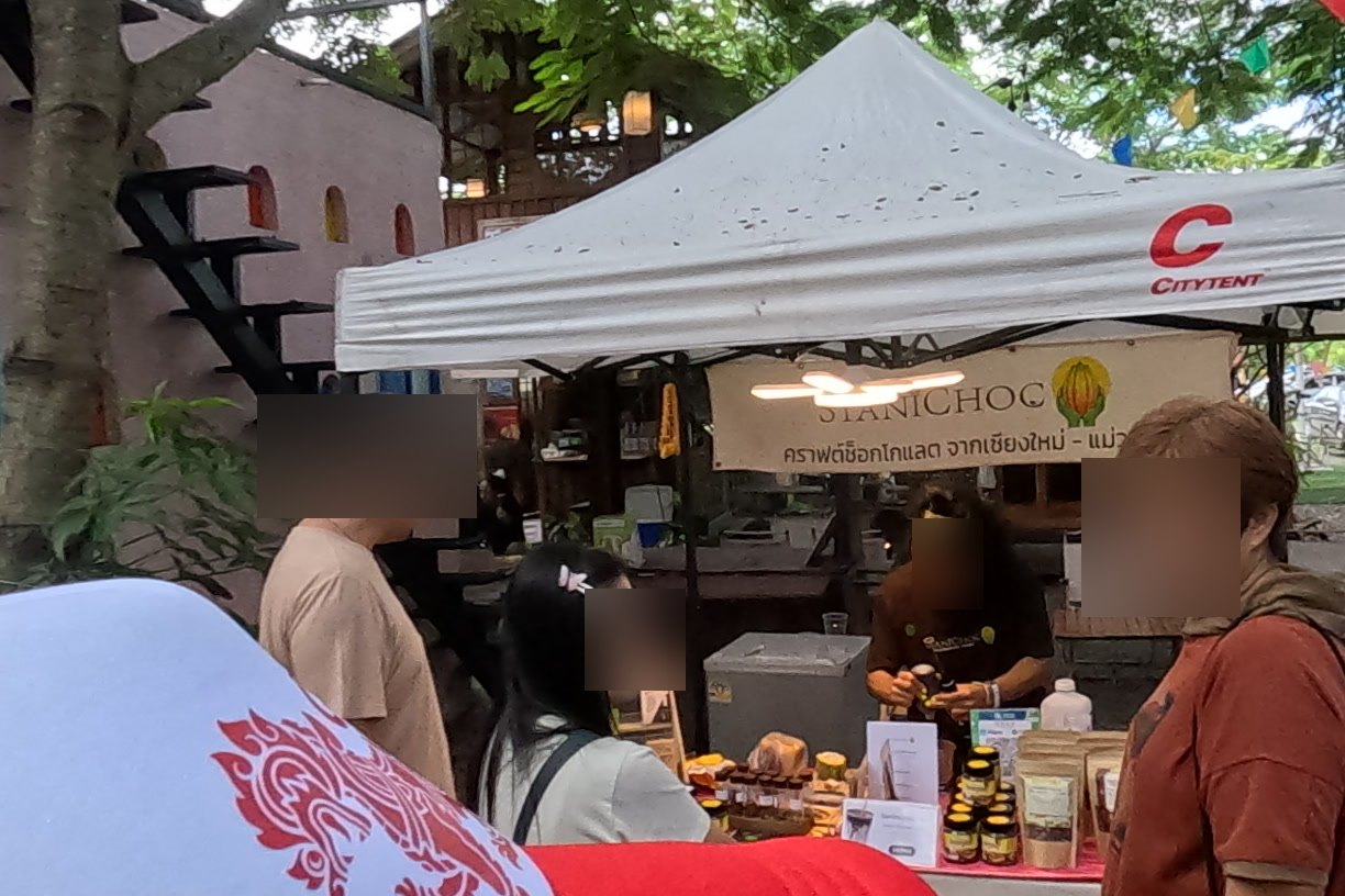 StaniChoc at Chamcha Market, San Kamphaeng: craft chocolate from Mae Wang, Chiang Mai