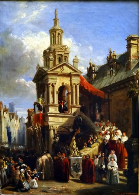 Clément Boulanger's painting of the procession of the Gargouille in Rouen.