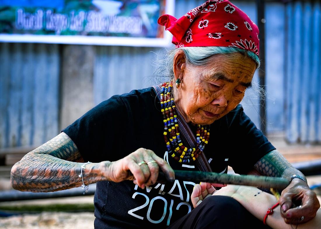 This is popularly referred as 'batok' or art of tattooing your body with tribal designs using bamboo sticks and thorns. This artform is still alive in the mountains of Kalinga.