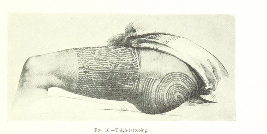 Image depicting a Māori tattoo or moko on someone’s thigh and buttock