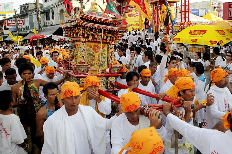 A sedan carried through Phuket, 13 Oct 2010