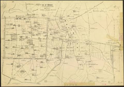 Map of Chiengmai (Chiang Mai) city, 1931. This is the capital of Chiang Mai province. The top left stamp says: "Royal Insurance Company Limited, 26 October 1931 Liverpool."