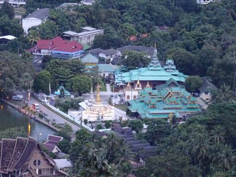 View of Wat Chong Klang and Wat Chong Kham from Wat Phrathat Doi Kong Mu in Mae Hong Son.