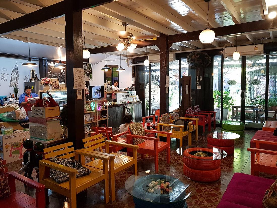 Korat's "Awesome Coffee" shop interior. The owner is the winner of Thailand's 7th Indy Barista Championship. This shop is located behind the family's gold shop on the main road, and accessed through a