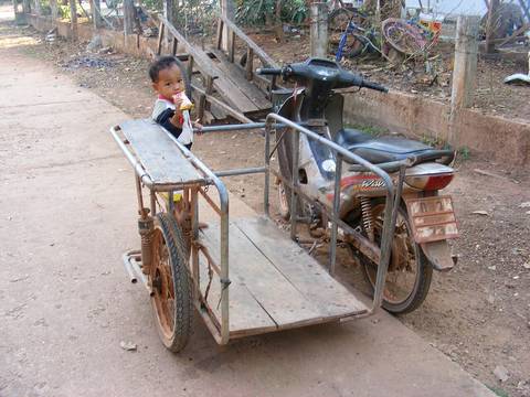 Honda Wave 125 with multi-purpose sidecar, seen in Thailand.