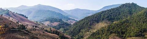 Countryside in the mountains of Mae Chaem District, Chiang Mai Province, seen from road 1263.
 This  image was created with Hugin.