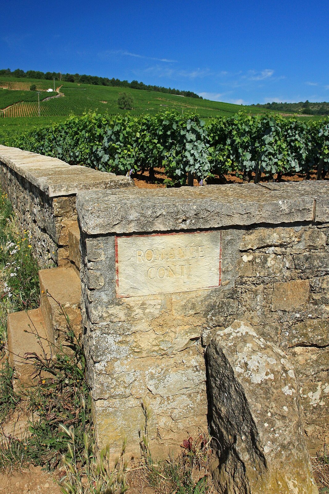 Exterior wall to the Grand Cru Burgundy vineyard in the cote de nuit wine region of France