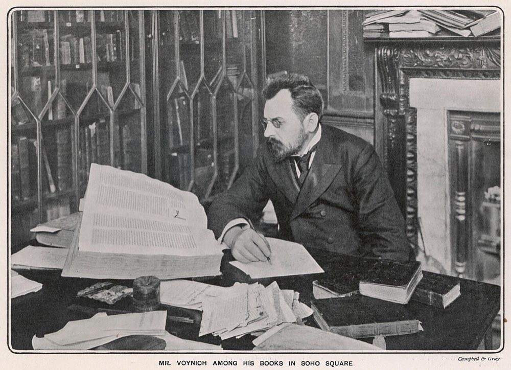 Wilfrid Voynich among his books in his Soho Square shop, London